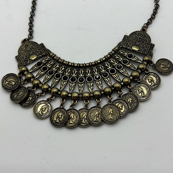 Coin chocker cleopatra style statement necklace costume boho indie unique - Picture 2 of 12